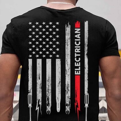 American Flag Electrician T-Shirt