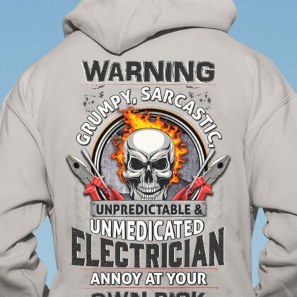 Skull and Pliers Gray Electrician Hoodie