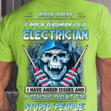 Neon Green Skull Electrician T-Shirt