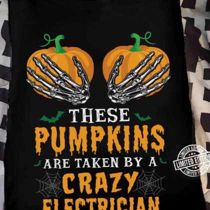 Skeleton Pumpkins Halloween Electrician T-Shirt