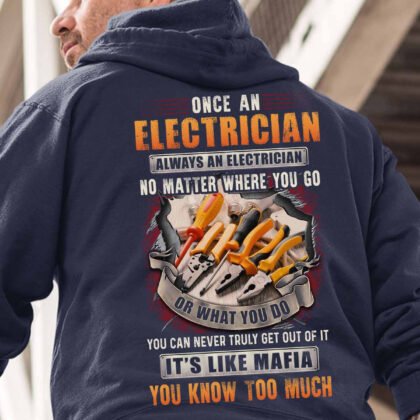 Blue Graphic Electrician Hoodie