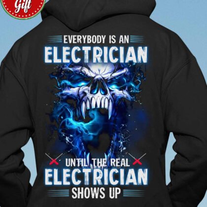 Blue Skull Black Electrician Hoodie