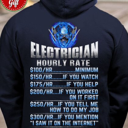 Electrician Hourly Rate Navy Hoodie